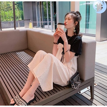  French retro style bib suit womens 2020 summer dress very fairy little man foreign style two-piece set