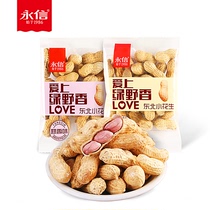 Yongxin-green wild fragrance 168H steam baking garlic peanut salty dry red skin 28 56 packs of small package peanut with Shell