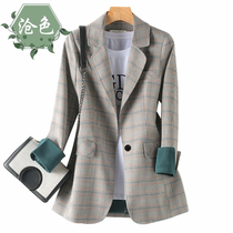 Net red plaid suit jacket women 2021 early autumn new Korean version of loose fashion temperament autumn casual small suit handsome