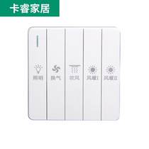 Five-open Bath special switch dual motor air heating linkage toilet large board five-in-one universal lighting can be dual control