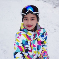 Ski suit womens outdoor winter waterproof and windproof Korean version large size veneer double board thickened warm snow suit womens coat