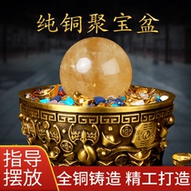 Pure Copper Polypo Basin Swing crystal Merchants Wealth Living room Genguan Office Shop Swing Piece Crystal Polyppot