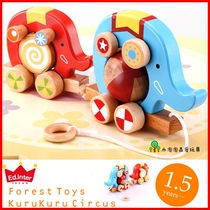 Out of Japan boutique 2 elephant towing car fun roller design colorful childrens educational toys 1-3