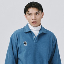 SAMESAME21AW candy blue fleece lapel POLO sweatshirt autumn and winter pullover top thick long sleeve