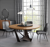 Nordic solid wood large round table Round dining table loft retro creative household dining table Coffee table designer furniture