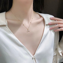 Sterling silver necklace 2021 new womens light luxury niche design sense minimalist cold wind clavicle chain summer fairy