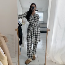 Because Korea 21 spring new Korean version of casual plaid pyjamas