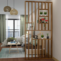 Chinese fashion simple solid wood screen entrance shelf living room partition restaurant partition creative grille flower stand