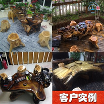 2018 Golden silk Nanmu root carving tea table Chicken wing wood root Kung Fu tea table Tea table Log whole root carving natural