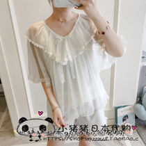 Japanese Gelato Sleepwear Woman Summer Sweetness Princess Wind Pure Cotton Mesh Yarn Home Court Windy