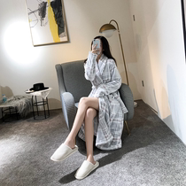 Japanese Coral Suede Sleeping Robe Woman Autumn Winter Couple Sleeping Pyjamas flannel Flannel Warm Thickening lengthened Large-size Mens Bathrobe
