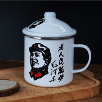 Enamel cup Nostalgic mouth cup Vintage porcelain cylinder Childrens cartoon cup Old porcelain lid Water cup Enamel mouth cup with lid