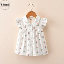 Childrens clothing 2020 summer clothes new childrens shirt flower short sleeve small flying sleeve girl jacket summer child foreign style shirt