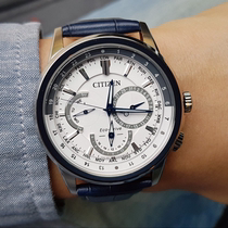 West Railway City Citizenen Mens Table Fashion Little Blue Pin Light Kinetic Quartz Genuine Leather Watches BU2020-02A