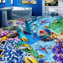 Customized 3D three-dimensional floor stickers floor leather floor stickers decoration bathroom bathroom floor stickers personality underwater world