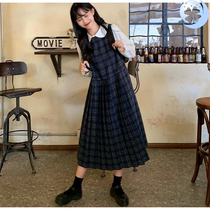 Retro Plaid Dress Women Spring 2020 New Korean Medium Long Pleated Skirt