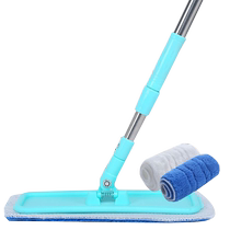 Electrostatic wood floor flat mop magnetized mop stainless steel rod dust push tile mop 2 cloth