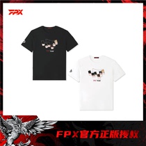 FPX genuine authorized Q-page portrait full cotton collar summer short sleeve black and white bottomed T-shirt for men and women