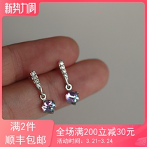 925 Pure Silver Polar Light Transparent Crystal Earrings Pendant Short minimalist small earrings female earrings 2021 New tide