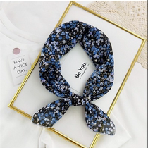Small square towel Cotton Korean version of small floral scarf literary Sen female headscarf hairband Silk scarf Printed cotton and linen decorative scarf