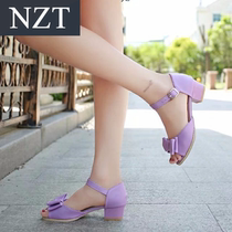  Summer childrens open toe princess shoes Large childrens fish mouth high heels Korean girls shoes Girls sandals 2020 new