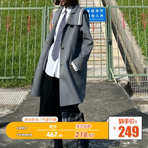 Seven4lee small red double-sided nidny coat with long navy collar jacket thickened hair