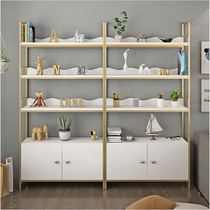 Nordic simple modern solid wood shelf light luxury bookshelf living room partition study bookcase floor display rack combination