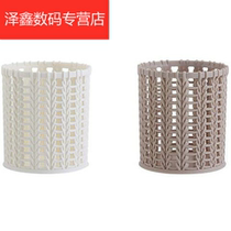  Creative imitation rattan woven plastic pen holder multifunctional simple hollow student desktop storage box office stationery pen bucket