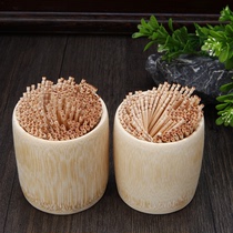  Healthy and environmentally friendly creative high-end retro bamboo bamboo wood restaurant hotel household toothpick tube Bamboo toothpick tank toothpick box