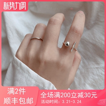 Extremely Jane 1 word small ball ring Two sets of tonebody 925 silver Korean version opening ring vegetarian silver 100 hitch for children