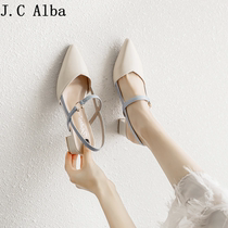 European and American 2022 new Baotou sandals womens fairy wind gentle with coarse heel heels and shoes with matching skirts