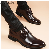 JC Alba superb with Van Pointed Leather Shoes Mens Summer Genuine Leather Business 100 Hitch Casual Positive Dress Heightening Leather Shoes