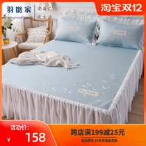 Summer mat ice mat girl heart bed skirt Princess summer air conditioning bed mat non-slip lace foldable