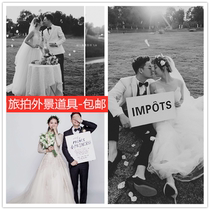 Travel Photo wedding location props photography hand holding board fashion creative photo studio outdoor table and chair tablecloth
