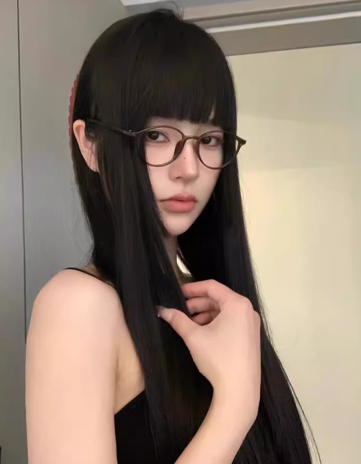 真我黑长直漫画齐刘海假发套 全真发整顶设计 自然隐形无痕贴合 长发飘逸顺滑