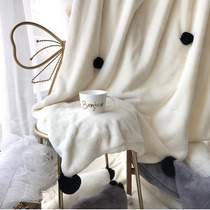 (QBB) thick sofa cover blanket winter hair ball detachable girl heart small blanket solid color casual blanket cover blanket