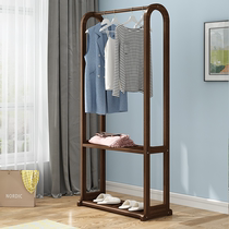 Chaiqingyuan walnut bedroom floor-to-floor storage simple coat rack modern simple solid wood household storage hanger