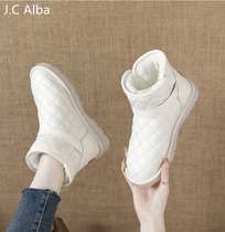 Waterproof bread shoes short tube winter plus velvet thick muffin thick bottom trendy European short boots fur integrated snow boots women