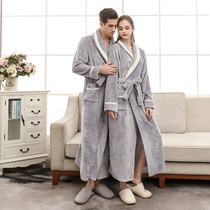 Japanese flannel robe womens winter coral velvet padded extended couples bathrobe mens warm pajamas home clothes