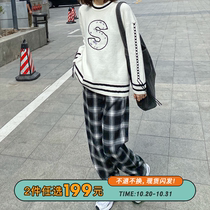 Seven4lee small red white sweater round neck tassel top loose knit sweater