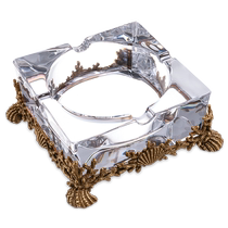 Cigar ashtray sea shell conch exquisite copper carved base European Crystal smoke slot creative living room office decoration
