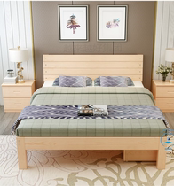 Simple solid wood bed 1 8 meters modern simple master bedroom single 1 5 meters 1 2m double bed adult bed frame economy
