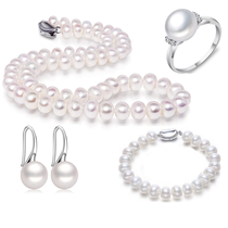 Four-piece natural pearl necklace set female tide bright white bracelet fashion temperament for mother gift