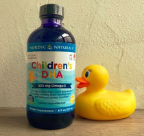 In the way Nordic Naturals large fish children DHA fish oil 237ml strawberry taste 1-6 years 2 5ml 