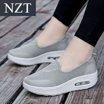  Slip thick-soled middle-aged womens shoes Middle-aged walking shoes Soft-soled lightweight mom shoes Sneakers womens rocking shoes summer