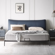 Italian light luxury leather double bed Nordic modern simple 1 8 meters minimalist master bedroom small apartment wedding bed soft bag