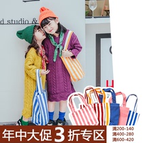(Mid-year clearance is not refundable) Bucket bag rice box bag striped polo spot hand cloth bag canvas bag