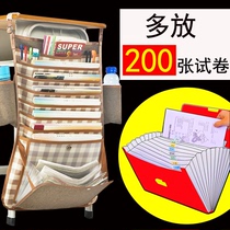 School hanging bag school bag wash storage layer can be textbook capacity desk side simple multi-grid roll hanging pocket large