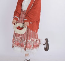 SMulti Beer Pears) Strawberry Printed Bright Full Pleated Dress With Long Dresses Lo Rilo Gas Hanfu Hanyang Eclectic Half Body Dress