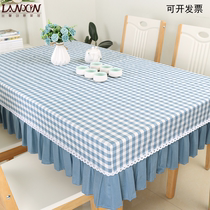 Table cover cotton and linen tablecloth fabric cover kindergarten desk tablecloth cover home grid rectangular coffee table meal customization